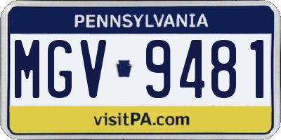 PA license plate MGV9481