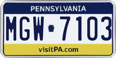 PA license plate MGW7103