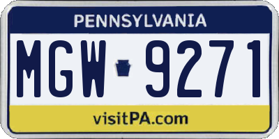 PA license plate MGW9271