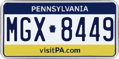 PA license plate MGX8449
