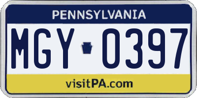 PA license plate MGY0397