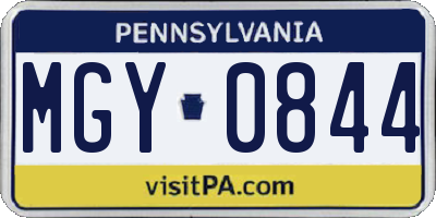 PA license plate MGY0844