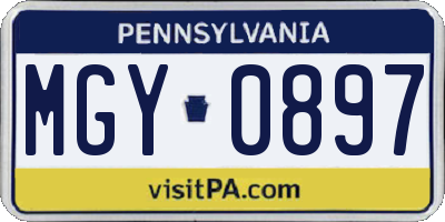 PA license plate MGY0897