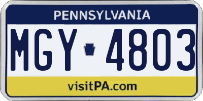 PA license plate MGY4803