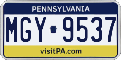 PA license plate MGY9537