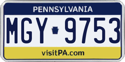PA license plate MGY9753