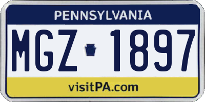 PA license plate MGZ1897