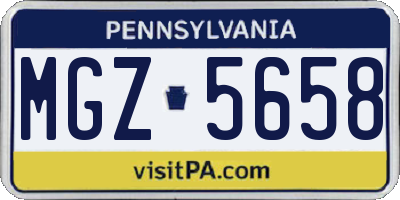PA license plate MGZ5658