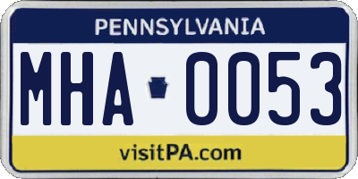 PA license plate MHA0053
