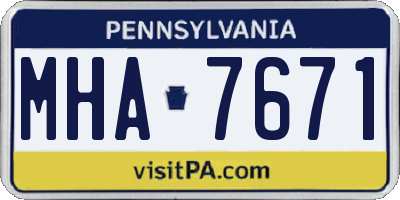 PA license plate MHA7671