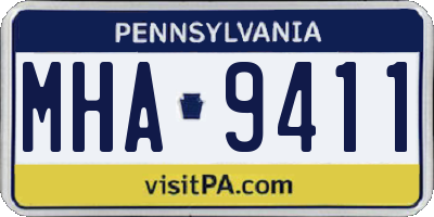 PA license plate MHA9411