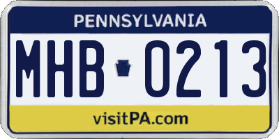 PA license plate MHB0213