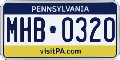 PA license plate MHB0320