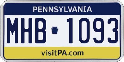 PA license plate MHB1093