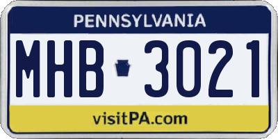 PA license plate MHB3021
