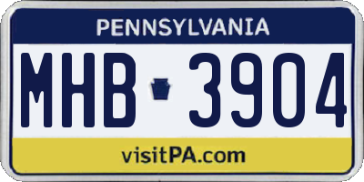 PA license plate MHB3904