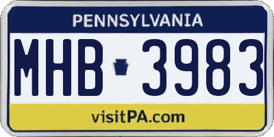 PA license plate MHB3983