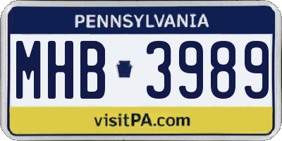 PA license plate MHB3989