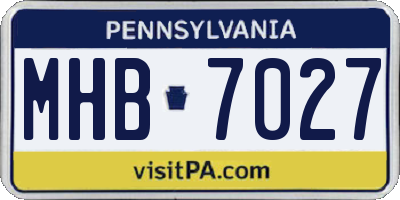 PA license plate MHB7027