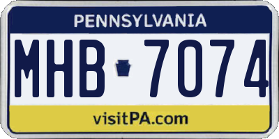 PA license plate MHB7074