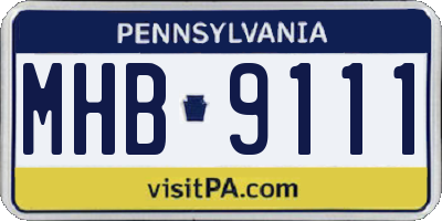 PA license plate MHB9111