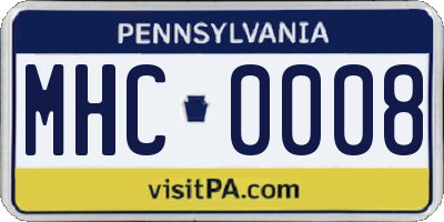 PA license plate MHC0008