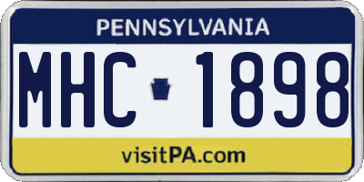 PA license plate MHC1898