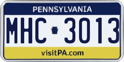 PA license plate MHC3013