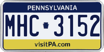 PA license plate MHC3152