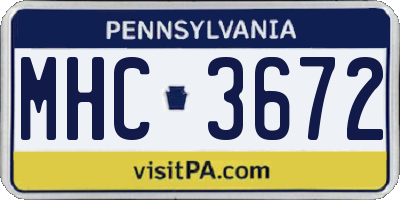 PA license plate MHC3672