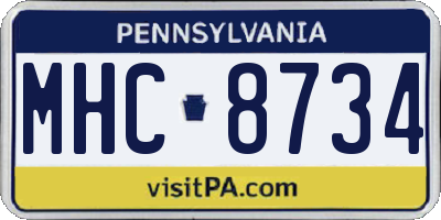 PA license plate MHC8734