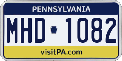 PA license plate MHD1082