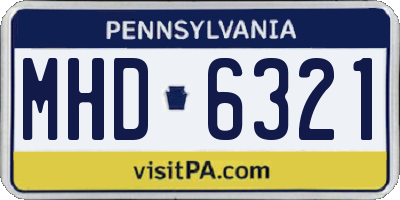 PA license plate MHD6321