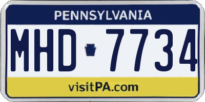 PA license plate MHD7734