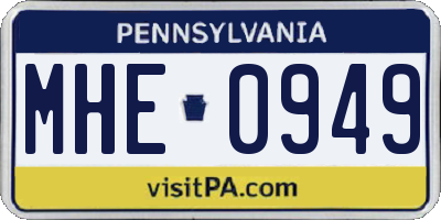 PA license plate MHE0949