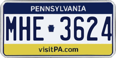 PA license plate MHE3624
