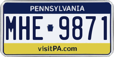 PA license plate MHE9871