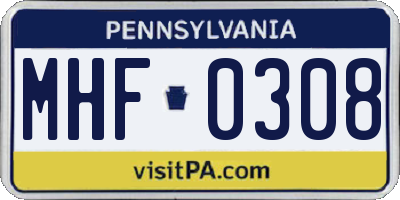 PA license plate MHF0308