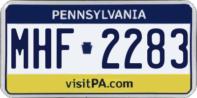 PA license plate MHF2283