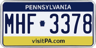 PA license plate MHF3378