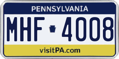 PA license plate MHF4008
