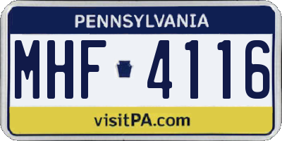 PA license plate MHF4116