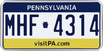 PA license plate MHF4314