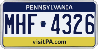 PA license plate MHF4326