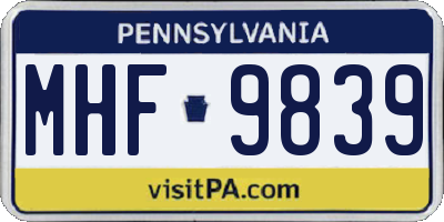 PA license plate MHF9839
