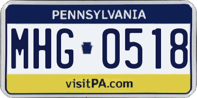 PA license plate MHG0518