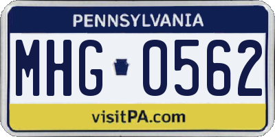 PA license plate MHG0562