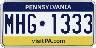 PA license plate MHG1333