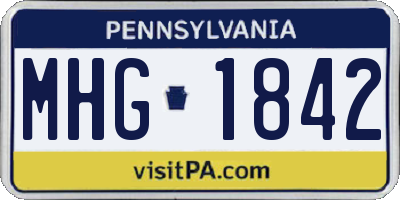 PA license plate MHG1842