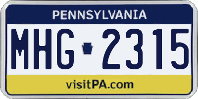 PA license plate MHG2315